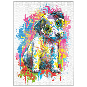 Darstellung des Puzzle Motivs Jack Russell mit Brille - Puzzleteile: 500