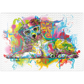 Darstellung des Puzzle-Motivs Neugieriger Welpe – Puzzleteile: 1000