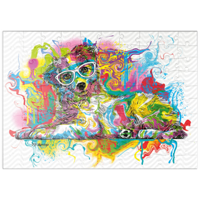 Darstellung des Puzzle Motivs Neugieriger Welpe - Puzzleteile: 100