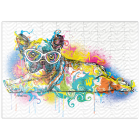 Darstellung des Puzzle Motivs Faule Frenchie - Puzzleteile: 100