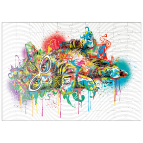 Darstellung des Puzzle Motivs Faule Katze - Puzzleteile: 100