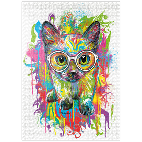 Darstellung des Puzzle-Motivs Kätzchen mit Brille – Puzzleteile: 1000