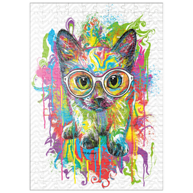 Darstellung des Puzzle Motivs Kätzchen mit Brille - Puzzleteile: 200