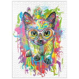 Darstellung des Puzzle Motivs Kätzchen mit Brille - Puzzleteile: 500