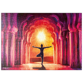 Darstellung des Puzzle-Motivs Yoga-Sonnenaufgang – Puzzleteile: 500