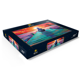 Alternative Darstellung des Puzzle-Motivs Yoga auf dem Bootssteg – Puzzleteile: 200
