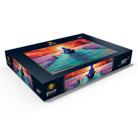 Darstellung des Puzzle Motivs Yoga auf dem Bootssteg - Puzzleteile: 500