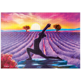 Darstellung des Puzzle-Motivs Yoga bei den Blumen – Puzzleteile: 1000