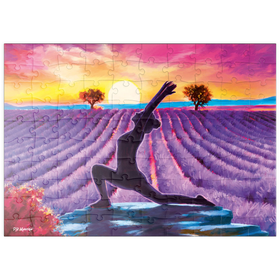 Darstellung des Puzzle Motivs Yoga bei den Blumen - Puzzleteile: 100