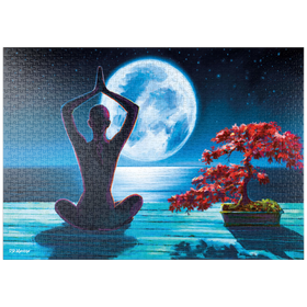 Darstellung des Puzzle Motivs Yoga mit dem Ozean - Puzzleteile: 1000