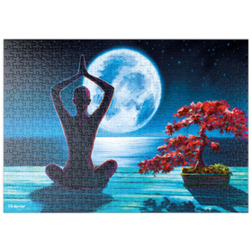 Darstellung des Puzzle-Motivs Yoga mit dem Ozean – Puzzleteile: 500