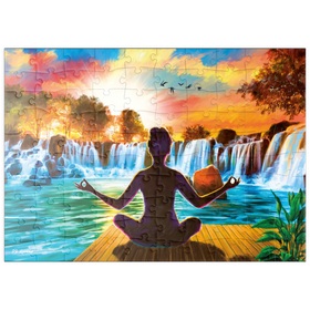Darstellung des Puzzle Motivs Wasserfall-Yoga - Puzzleteile: 100