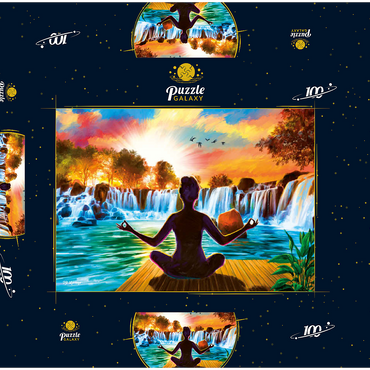 Waterfall Yoga 100 Puzzle Schachtel 3D Modell