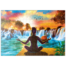 Darstellung des Puzzle-Motivs Wasserfall-Yoga – Puzzleteile: 200