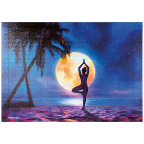 Darstellung des Puzzle Motivs Yoga mit Palmen - Puzzleteile: 1000