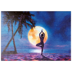 Darstellung des Puzzle Motivs Yoga mit Palmen - Puzzleteile: 100