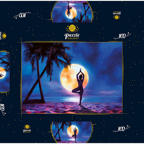 Yoga with Palm Trees 100 Puzzle Schachtel 3D Modell