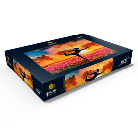 Darstellung des Puzzle Motivs Yoga im Blumenbeet - Puzzleteile: 1000