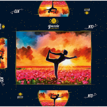 Yoga in a Flower  Bed 100 Puzzle Schachtel 3D Modell