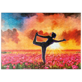 Darstellung des Puzzle Motivs Yoga im Blumenbeet - Puzzleteile: 200
