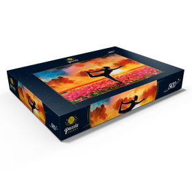 Darstellung des Puzzle Motivs Yoga im Blumenbeet - Puzzleteile: 500