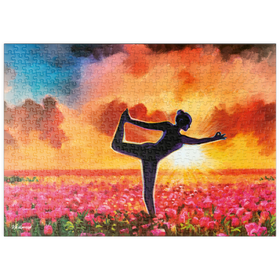 Darstellung des Puzzle Motivs Yoga im Blumenbeet - Puzzleteile: 500
