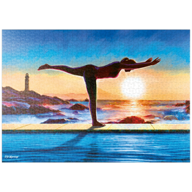 Darstellung des Puzzle-Motivs Yoga am Wasser – Puzzleteile: 1000