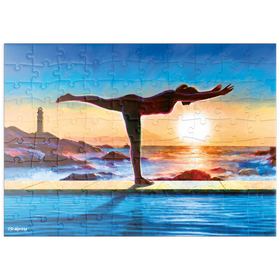 Darstellung des Puzzle Motivs Yoga am Wasser - Puzzleteile: 100