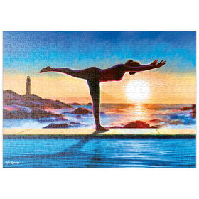 Darstellung des Puzzle Motivs Yoga am Wasser - Puzzleteile: 500