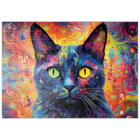Darstellung des Puzzle Motivs Magische Fantasie-Katze - Puzzleteile: 100