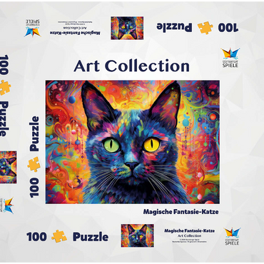 Magische Fantasie-Katze 100 Puzzle Schachtel 3D Modell