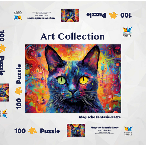 Magische Fantasie-Katze 100 Puzzle Schachtel 3D Modell