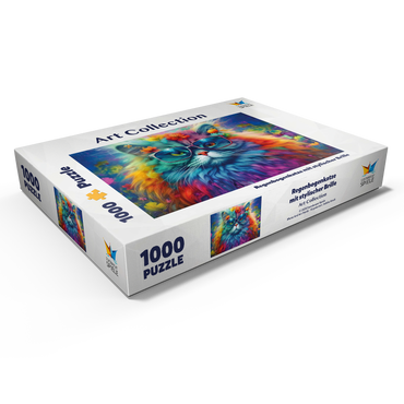 Regenbogenkatze mit stylischer Brille 1000 Puzzle Schachtel Ansicht1