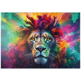 Darstellung des Puzzle-Motivs Majestätischer Fantasie-Löwe – Puzzleteile: 1000
