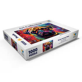 Darstellung des Puzzle Motivs Bunter Fantasie-Mops - Puzzleteile: 1000