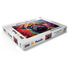 Darstellung des Puzzle Motivs Bunter Fantasie-Mops - Puzzleteile: 200