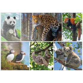 Darstellung des Puzzle-Motivs Einzigartig - Bedrohte Tierarten - Collage No. 3 – Puzzleteile: 1000