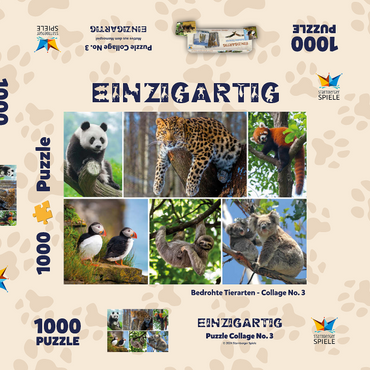 Einzigartig - Bedrohte Tierarten - Collage No. 3 1000 Puzzle Schachtel 3D Modell