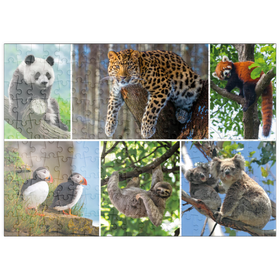 Darstellung des Puzzle Motivs Einzigartig - Bedrohte Tierarten - Collage No. 3 - Puzzleteile: 200