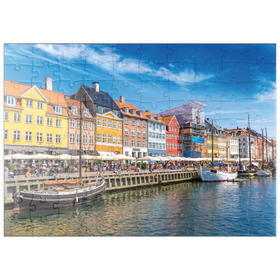 Darstellung des Puzzle Motivs Nyhavn in Kopenhagen, Dänemark - Puzzleteile: 100