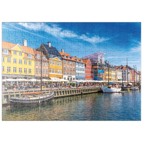 Darstellung des Puzzle Motivs Nyhavn in Kopenhagen, Dänemark - Puzzleteile: 200
