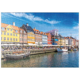 Darstellung des Puzzle Motivs Nyhavn in Kopenhagen, Dänemark - Puzzleteile: 500