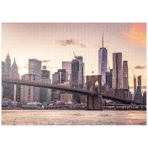 puzzleplate Skyline von New York City im Sonnenuntergang, USA 1000 Puzzle