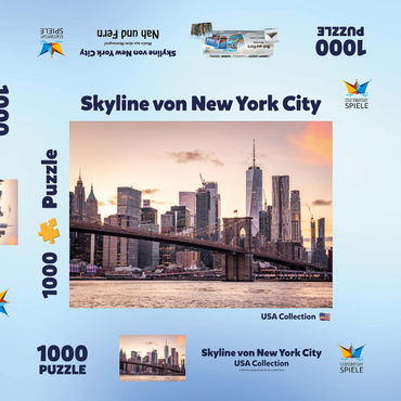 Skyline von New York City im Sonnenuntergang, USA 1000 Puzzle Schachtel 3D Modell