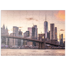 Darstellung des Puzzle Motivs Skyline von New York City im Sonnenuntergang, USA - Puzzleteile: 100