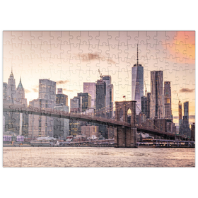 Darstellung des Puzzle Motivs Skyline von New York City im Sonnenuntergang, USA - Puzzleteile: 200