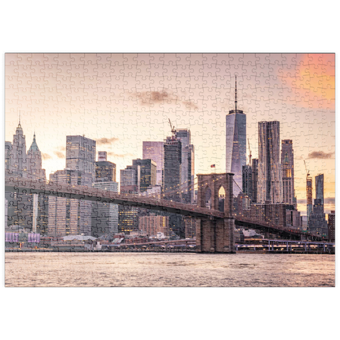 puzzleplate Skyline von New York City im Sonnenuntergang, USA 500 Puzzle