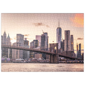 Darstellung des Puzzle Motivs Skyline von New York City im Sonnenuntergang, USA - Puzzleteile: 500