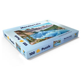 Darstellung des Puzzle Motivs Moraine Lake - Panorama im Banff National Park, Alberta, Kanada - Puzzleteile: 100