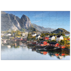Darstellung des Puzzle Motivs Lofoten Inseln in Norwegen - Puzzleteile: 100